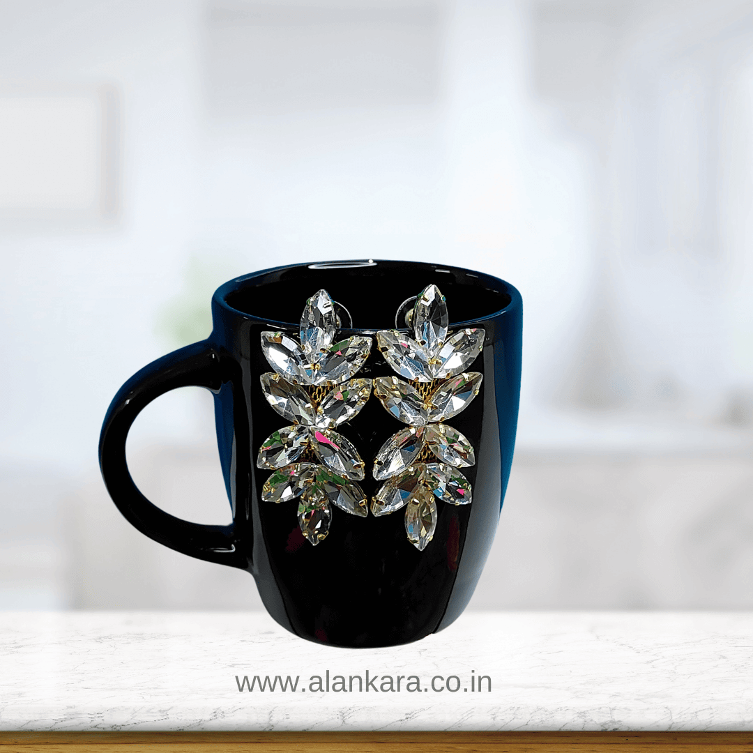 White Earrings korean stone - Women partywear Earrings | Alankara