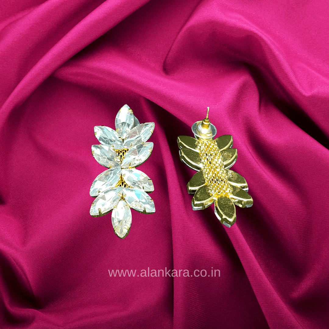 White Earrings for Women flower jhumka danglers