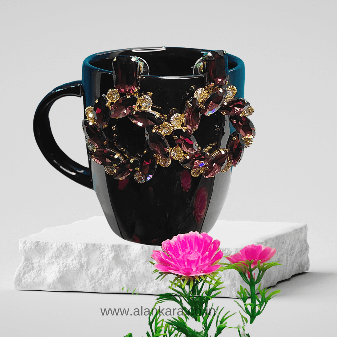 Wine flower Hoops - Partywear Maroon Earrings | Alankara