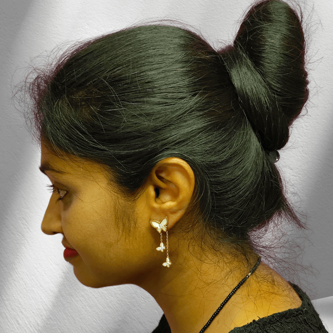 White butterfly danglers - Korean fashion earrings | Alankara