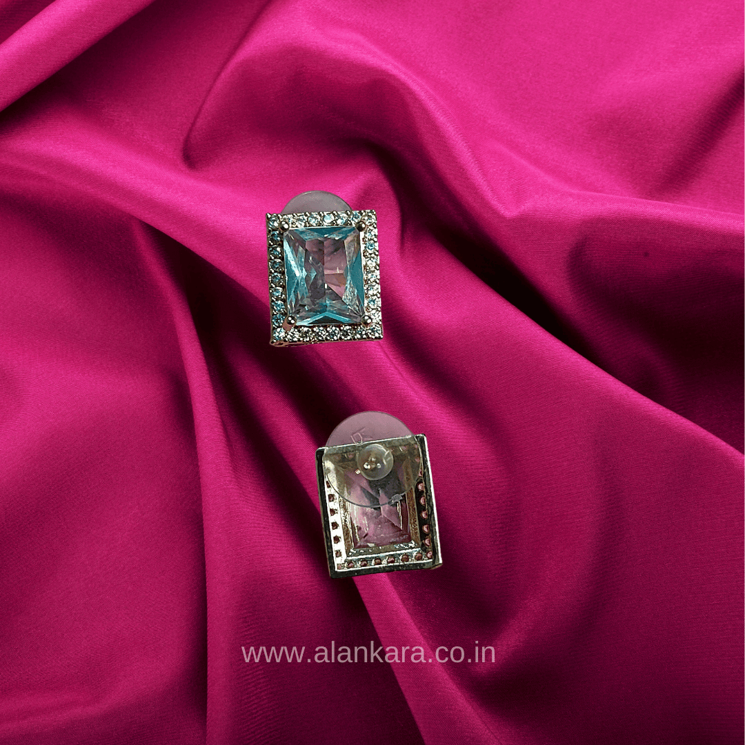 White crystal cz studs - western earrings