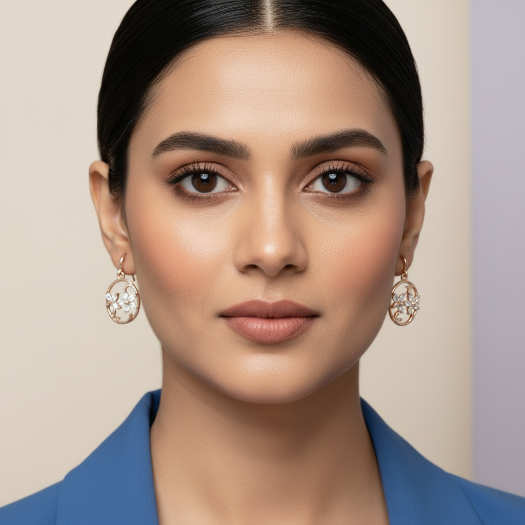 White floral hoop earrings