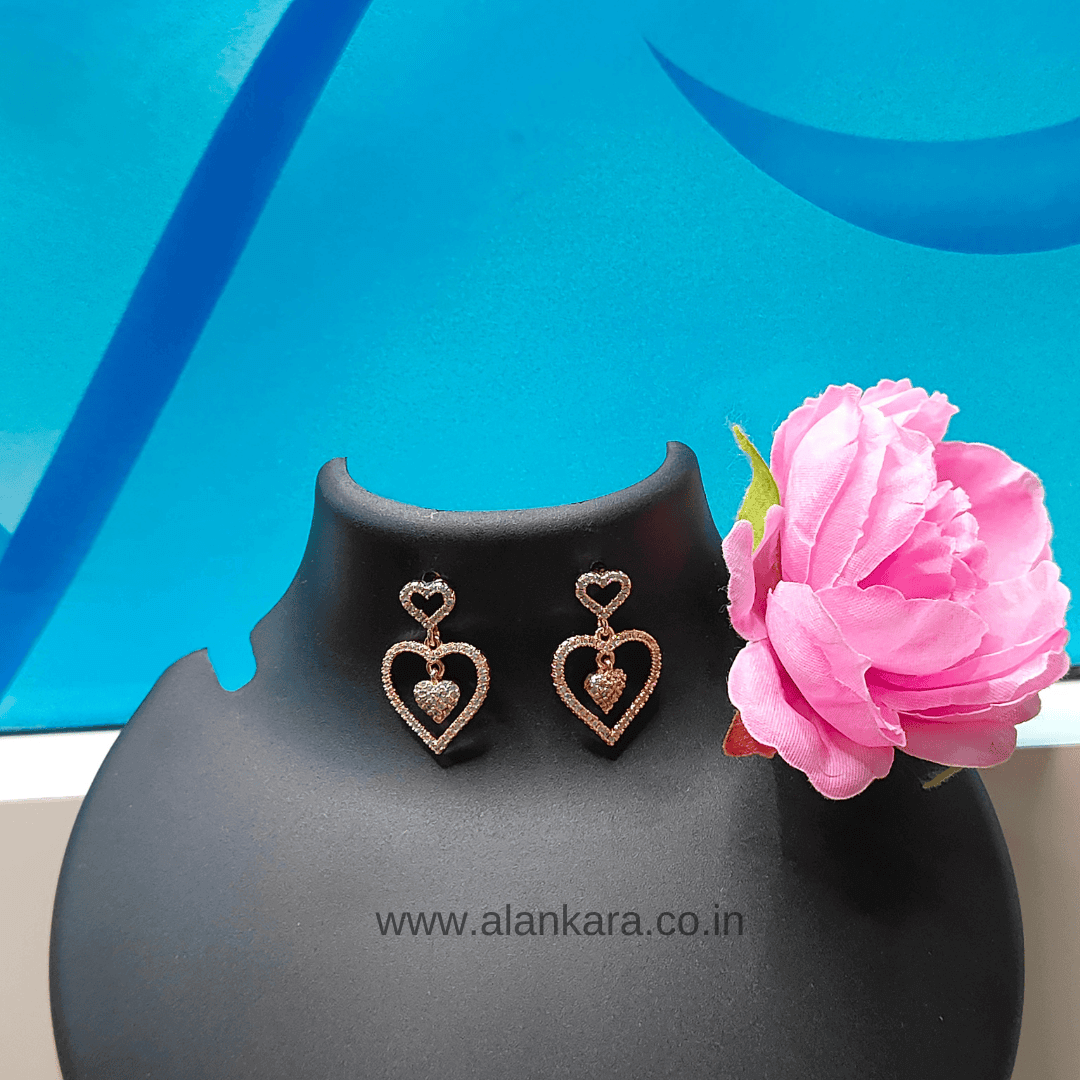 White heart drop stud earrings