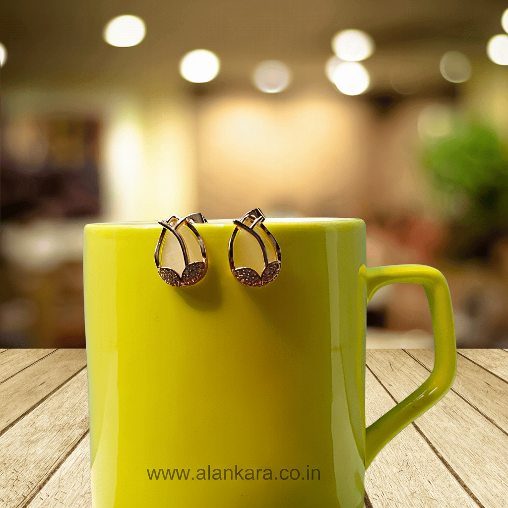 White earrings leaf studs - Women's western earrings | Alankara