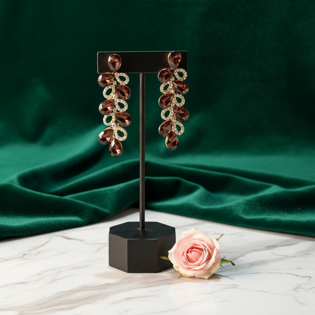 Wine jhumki danglers - Maroon Earrings glass stone | Alankara