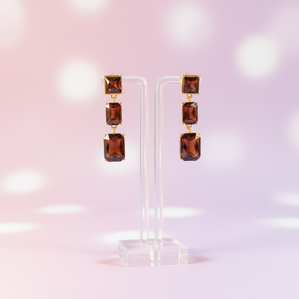 Wine stone earrings Long danglers - Partywear Earrings | Alankara