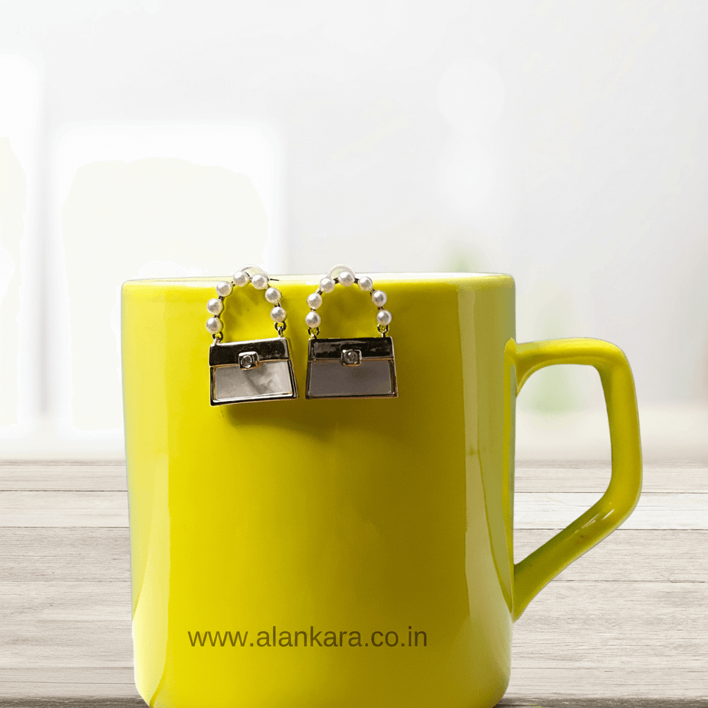 White purse studs - Stylish western earrings | Alankara