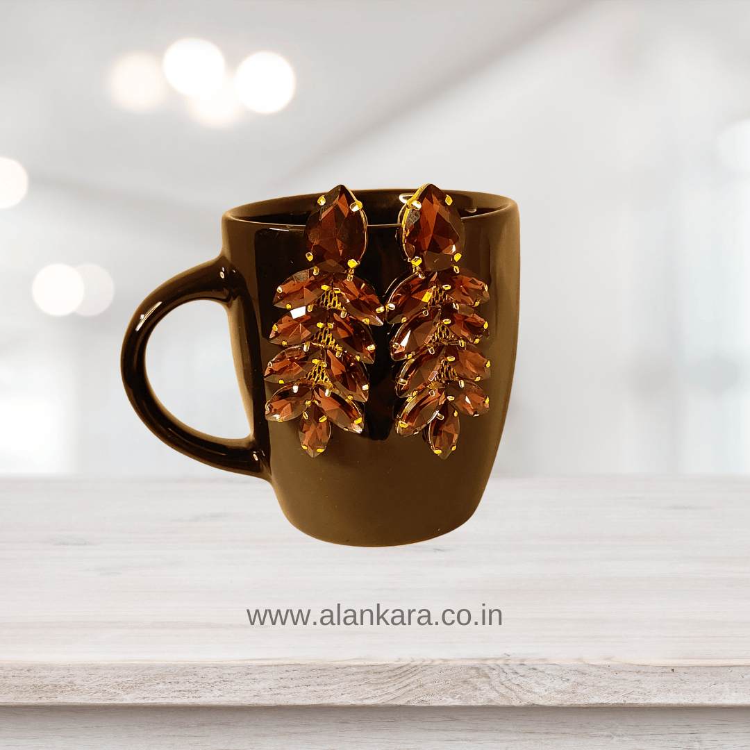 Wine Petals stone danglers - Partywear Earrings | ALANKARA