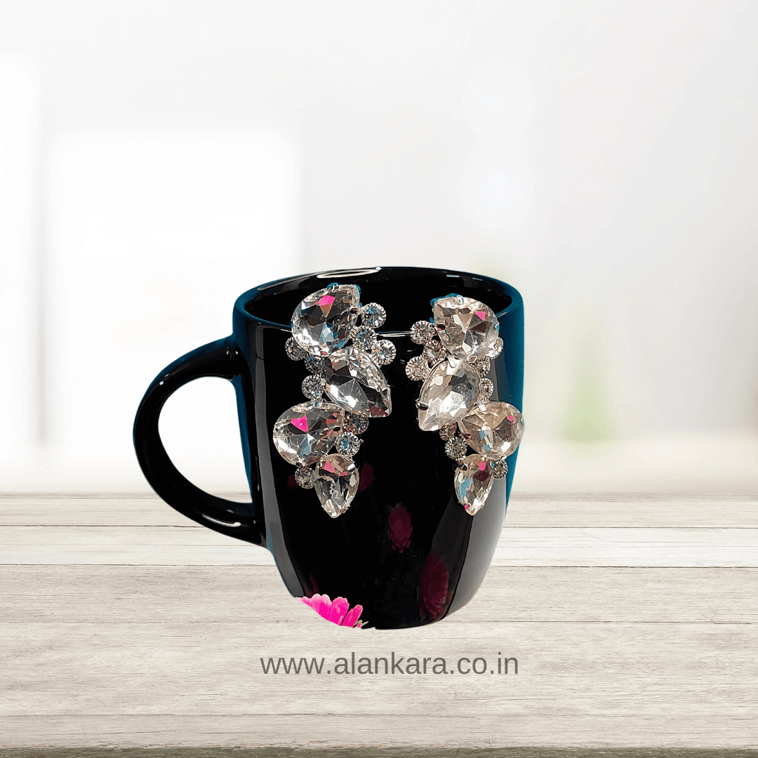 White petals stone glass studs - Partywear Earrings | Alankara