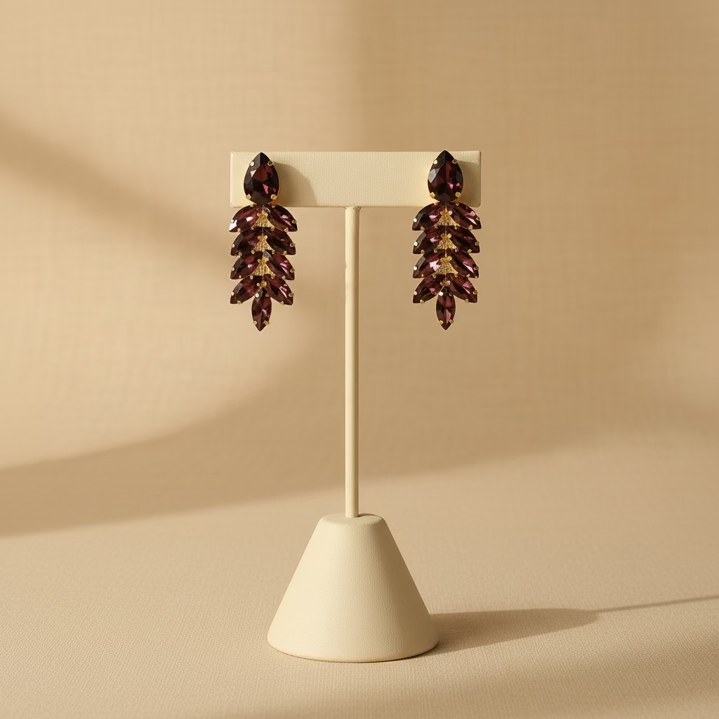 Wine Petals danglers - Stone earrings for women