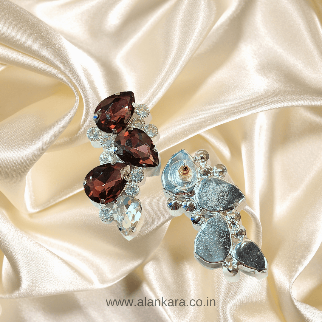 Wine petals stone studs Earrings.