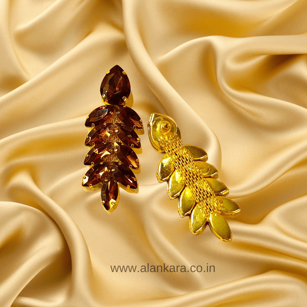 Wine Petals stone Dangler Earrings