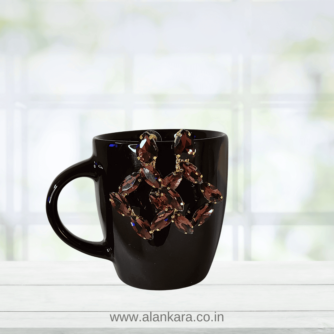 Maroon earrings - Partywear Korean glass stone earrings | Alankara