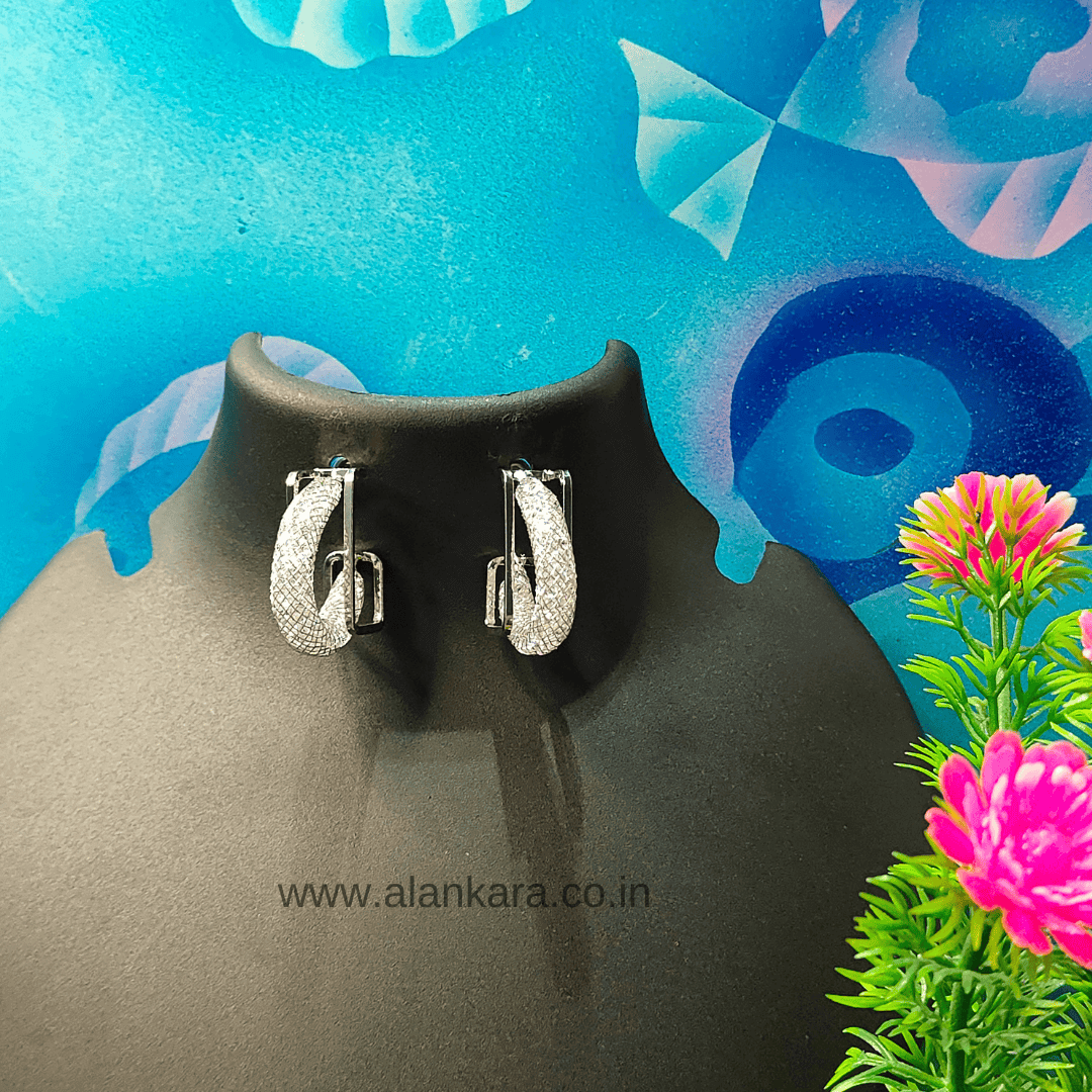 Silver net hoop earrings