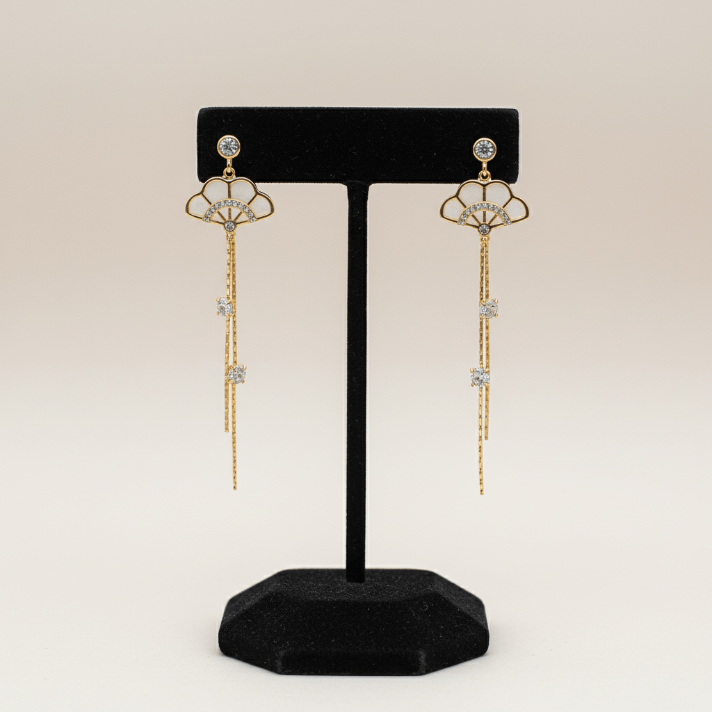 White umbrella danglers - Western earrings