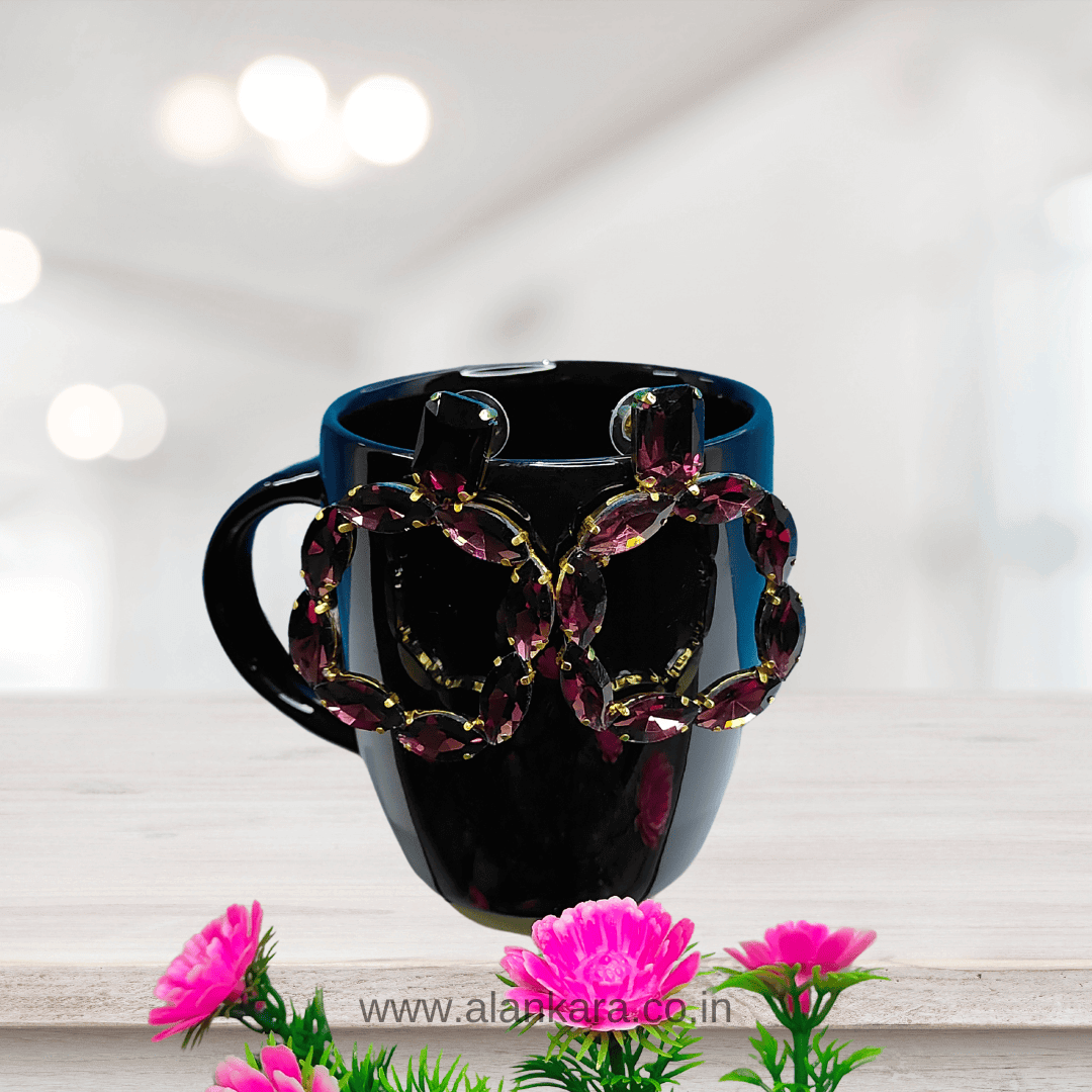 Wine square Stone Hoops - Partywear Korean Earrings | Alankara