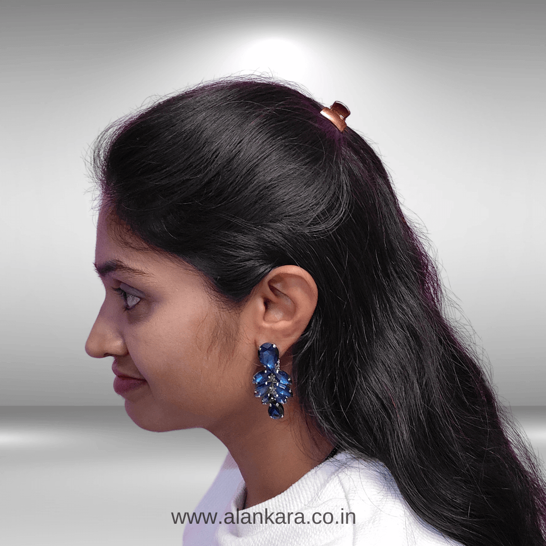 Blue jhumka - stone Earrings for women Partywear | Alankara