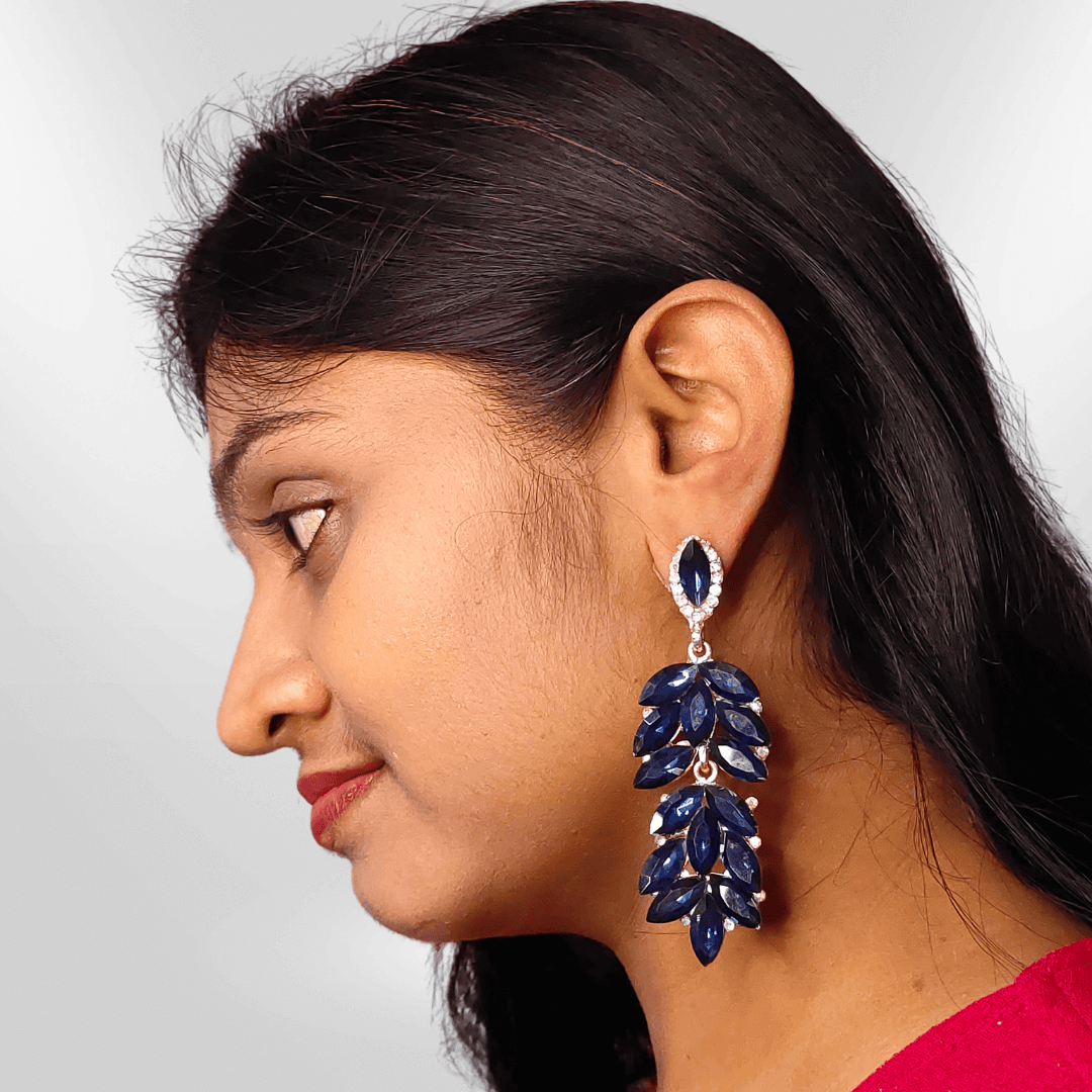 Blue petals jhumki danglers - Partywear Earrings | Alankara