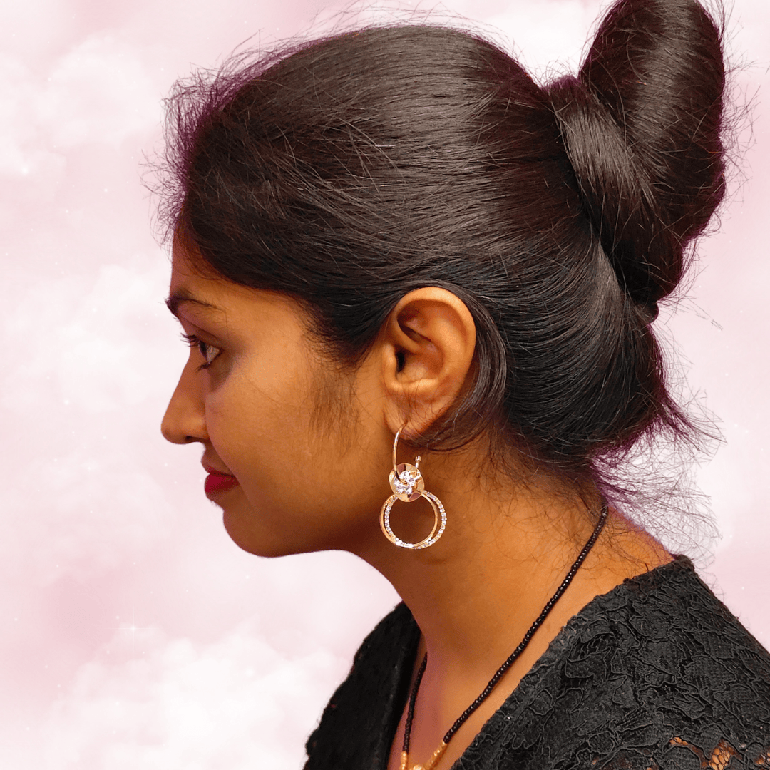 Golden floral hoops - Western Earrings for jeans top & western dress | ALANKARA