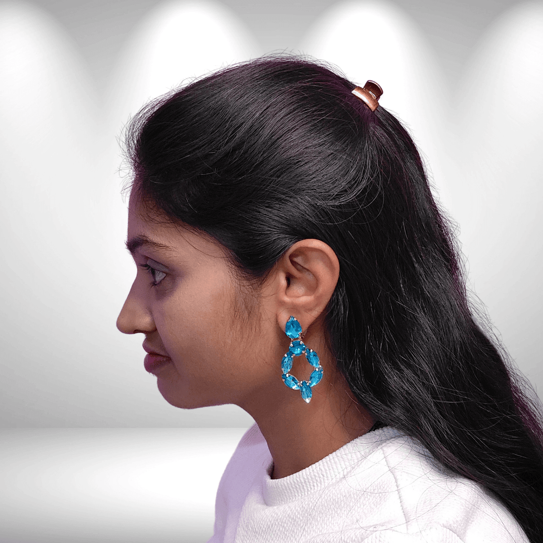 Sky blue earrings for women Partywear - Glass stone earrings | Alankara