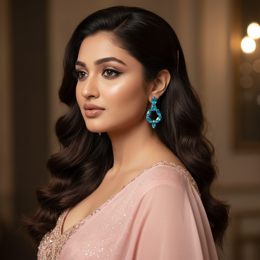 Sky blue earrings for women Partywear - Glass stone earrings | Alankara