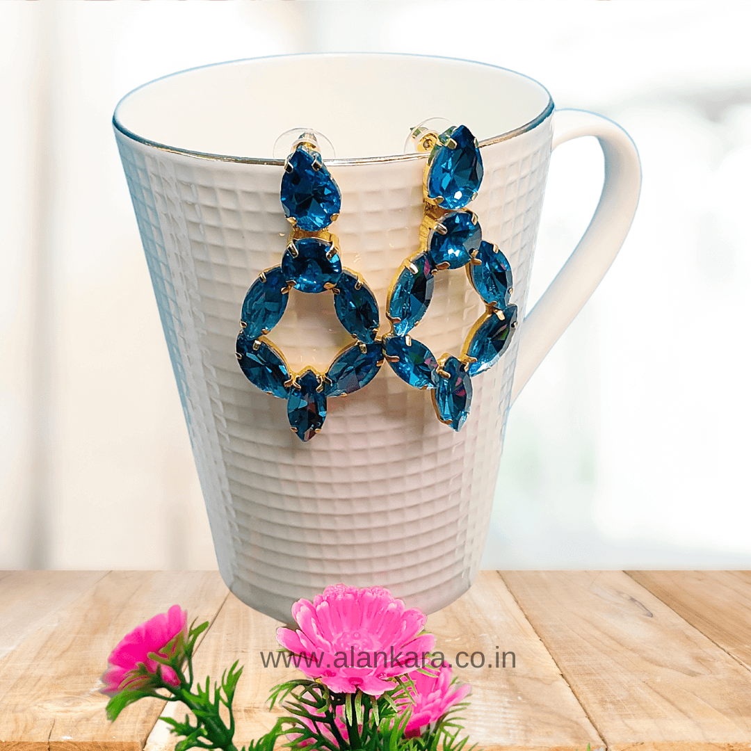  Jhumka Blue - Stone Earrings for women | Alankara