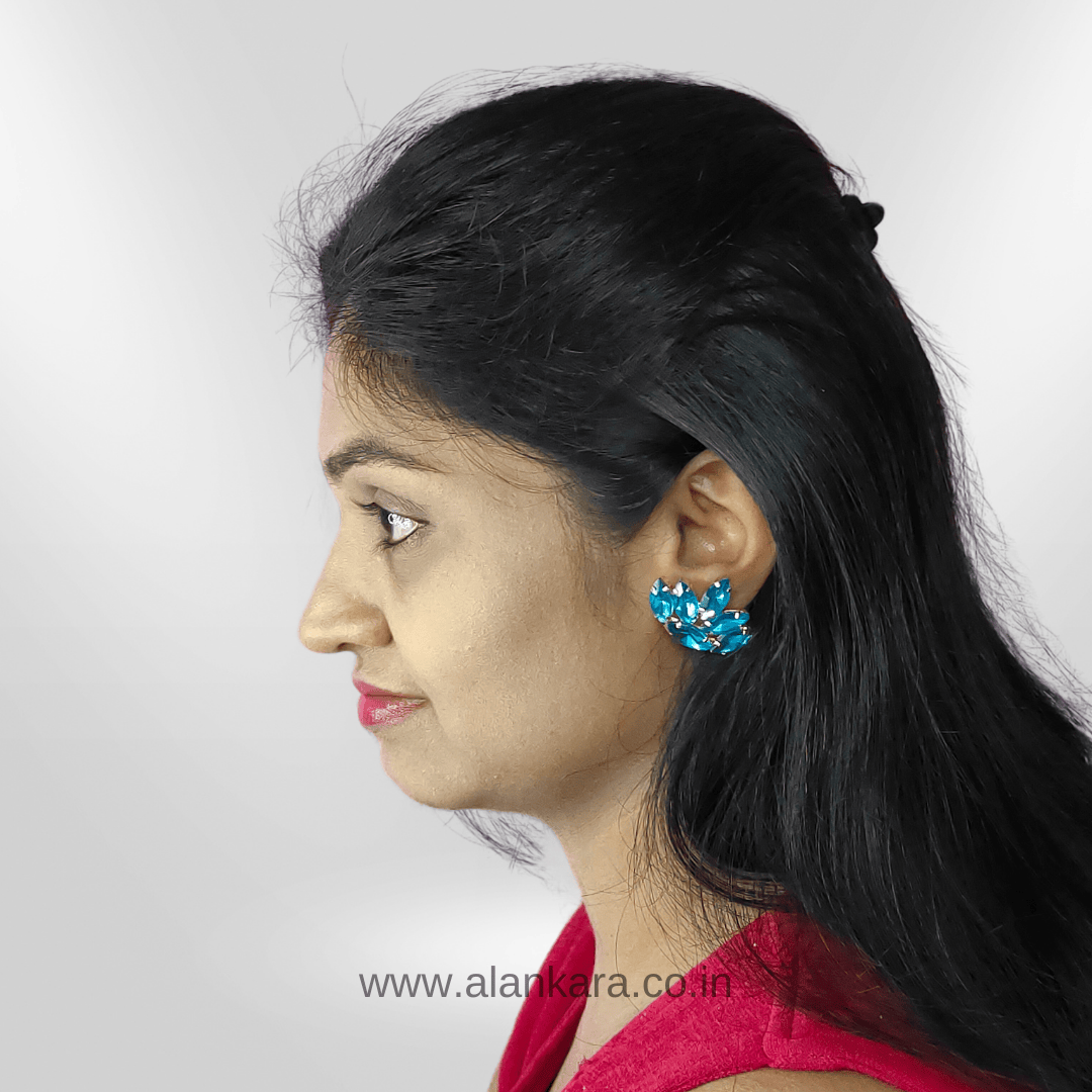 Sky blue earrings Partywear - glass studs | ALANKARA