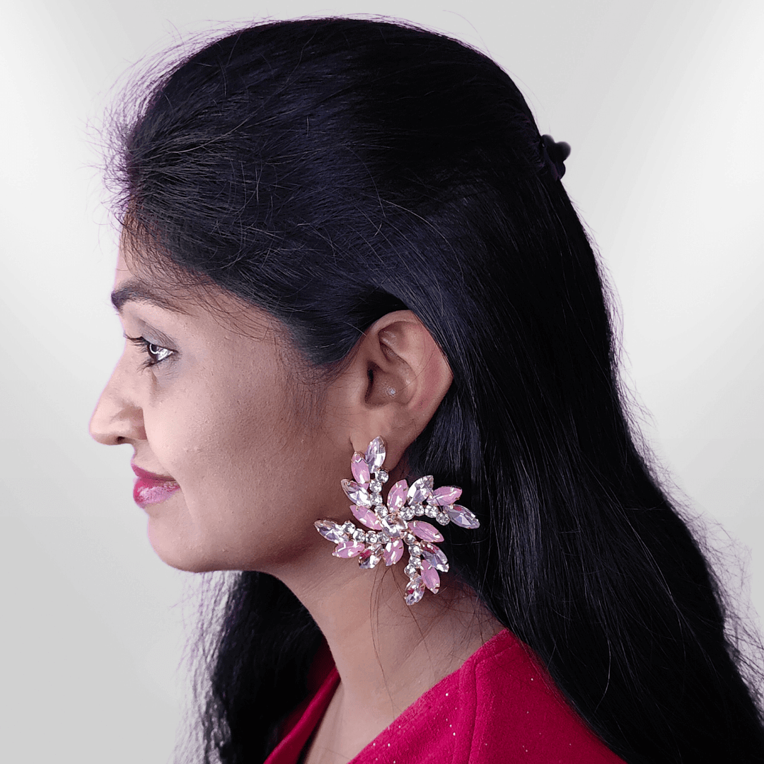 light pink earrings stone - women Korean earrings | Alankara