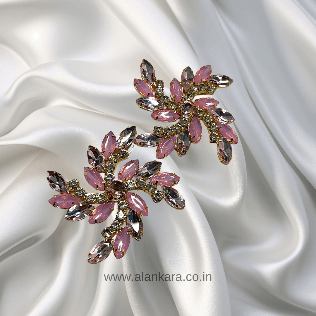 Pink stone earrings- Women Korean Earrings