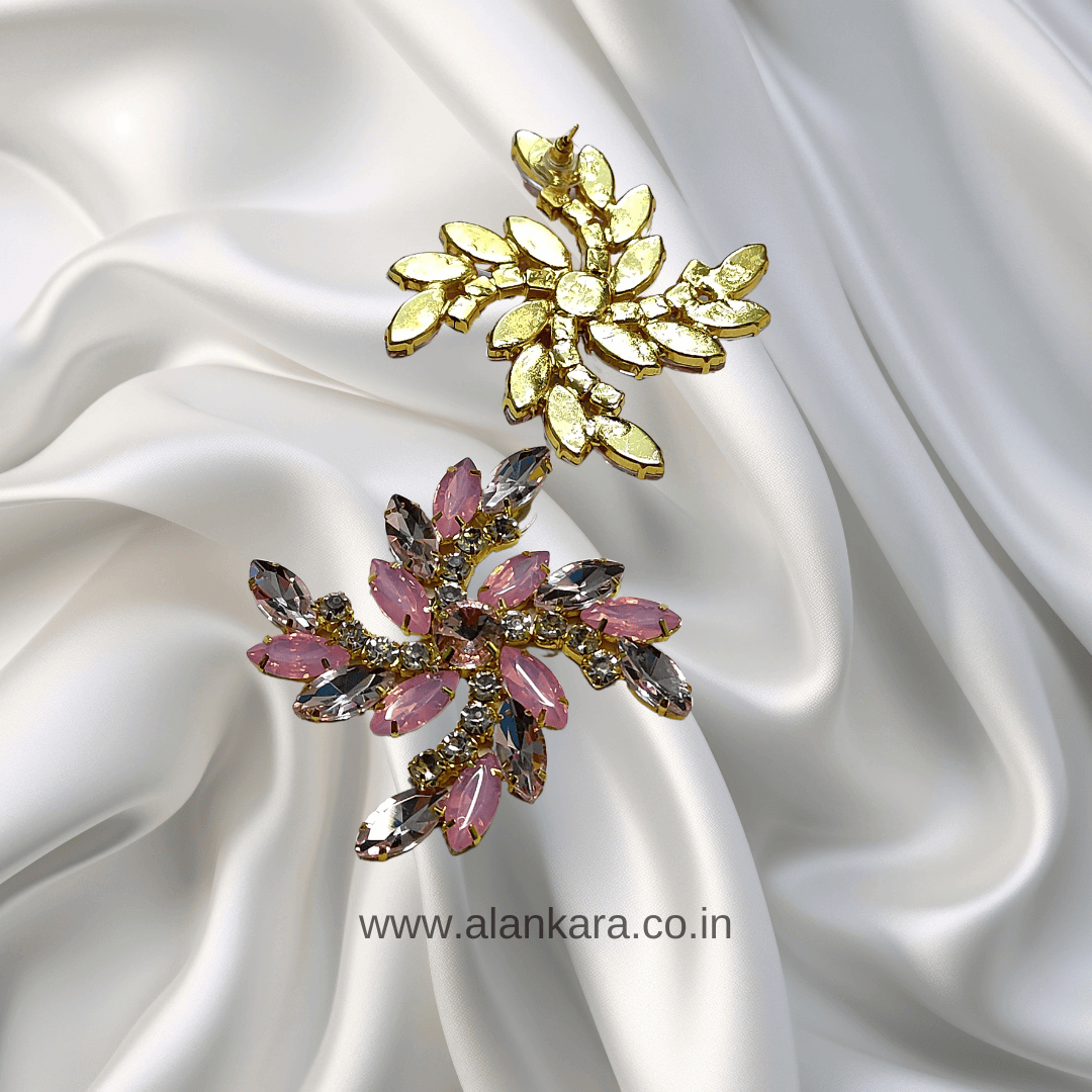 Pink stone Earrings - Korean style Earrings.