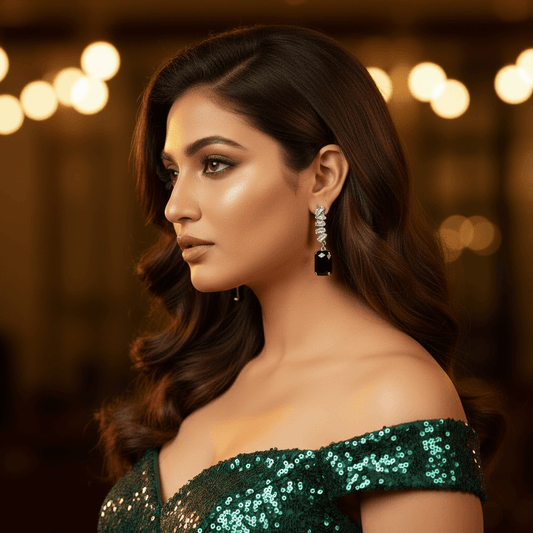 Black earrings for women - glass studs