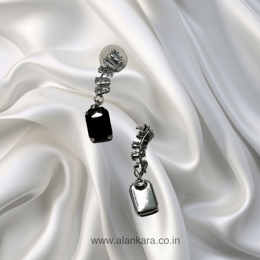 Black earrings for women - glass studs