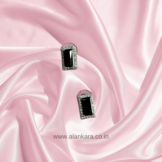 Black color earrings crystal studs - Women's western earrings | ALANKARA