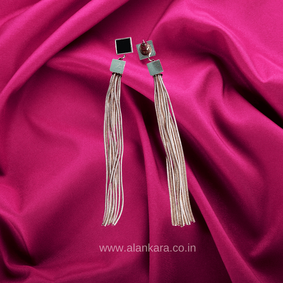 Black golden tassels - stainless steel western earrings long