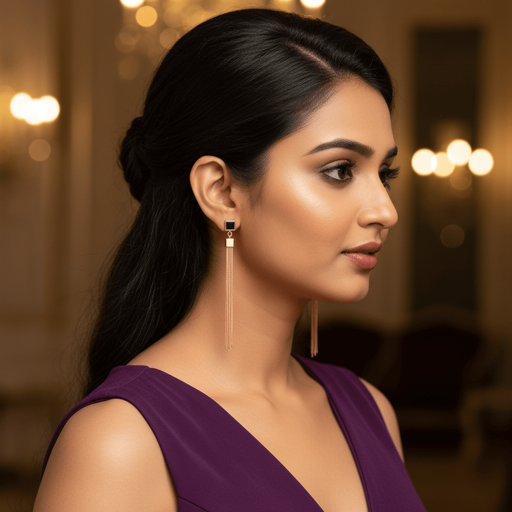 Black golden tassels - Stylish western earrings | Alankara