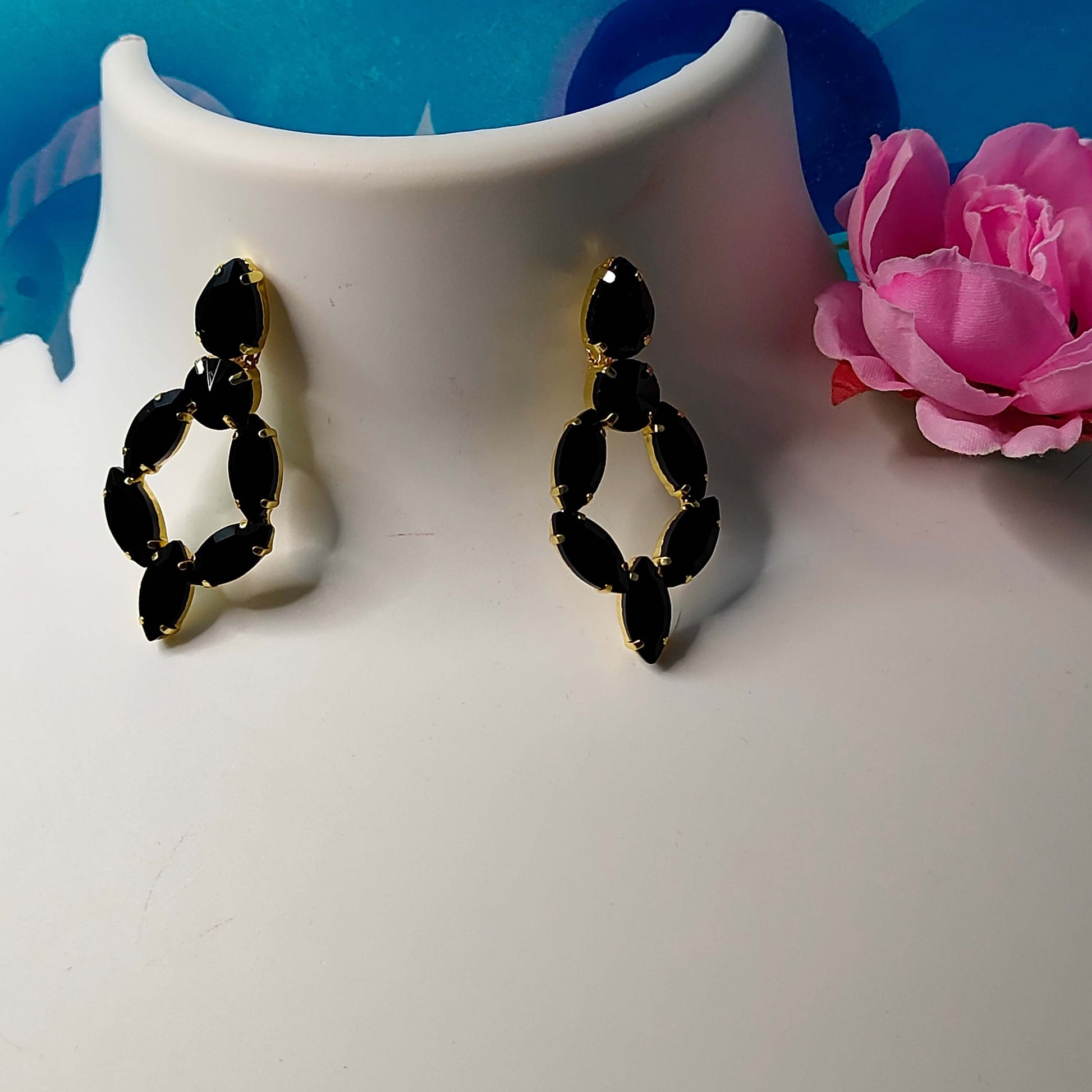 Black jhumka hoop earrings