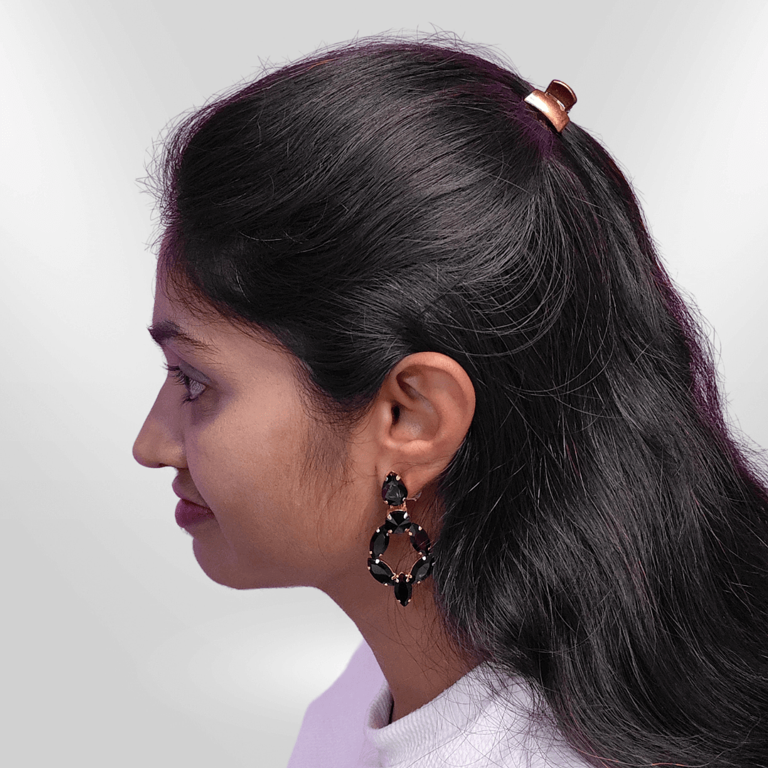 Black color earrings - stone earrings for women Partywear | Alankara