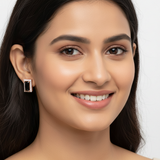 Black crystal cz stud Earrings