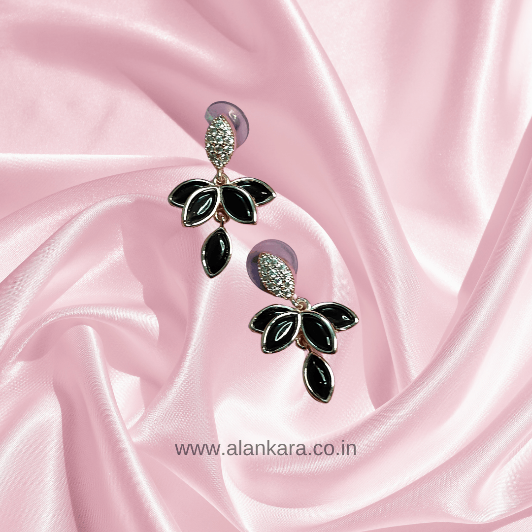 Black lotus petal studs - Western Earrings | ALANKARA