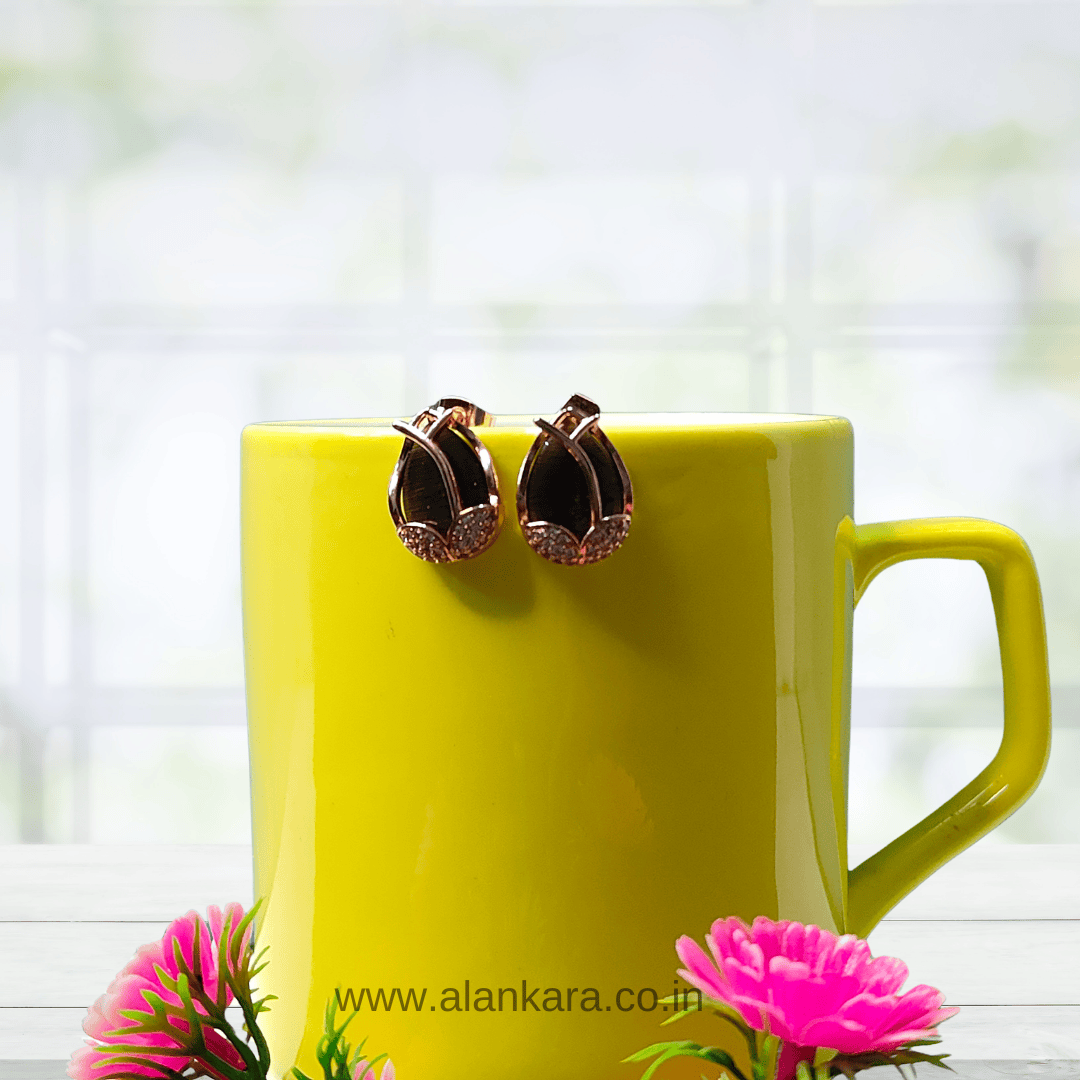 Black leaf studs - Stylish western earrings | ALANKARA