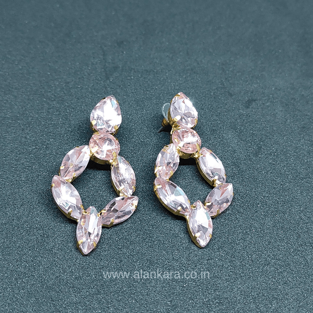 Light Pink earrings - stone earrings for women Partywear | ALANKARA