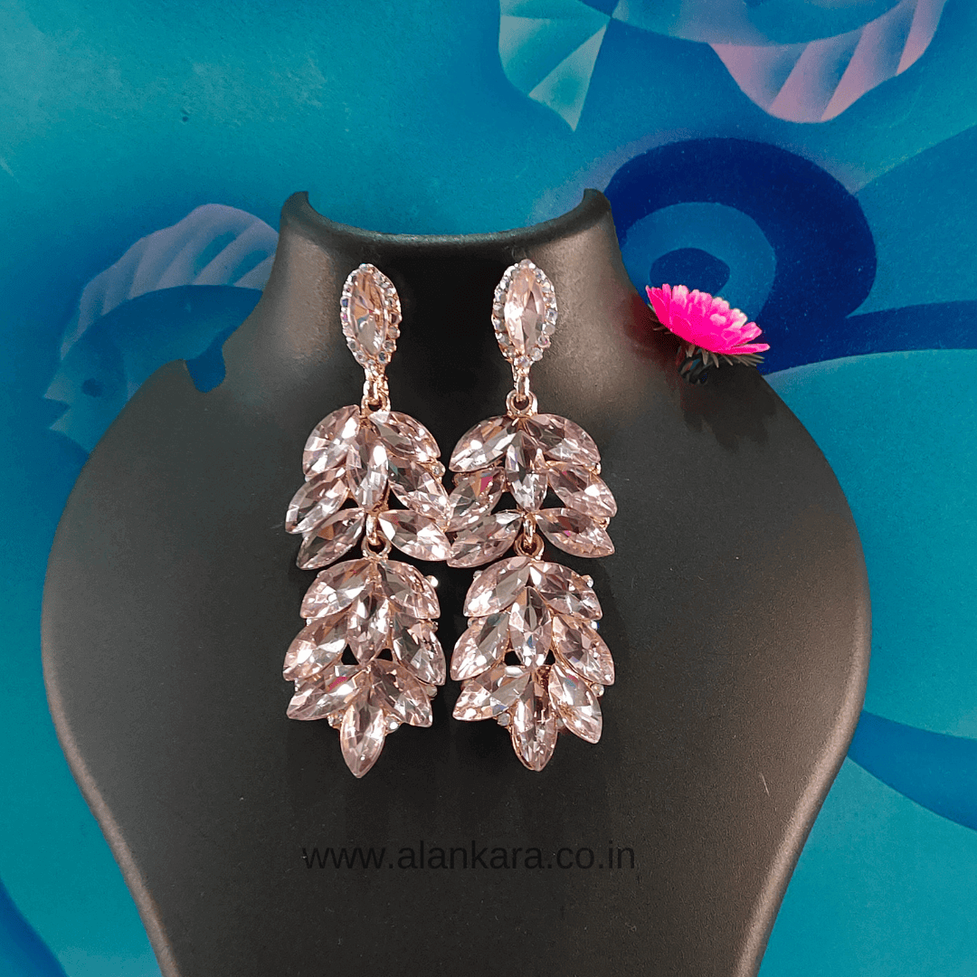 Pink dangler earrings - Korean stone earrings | Alankara