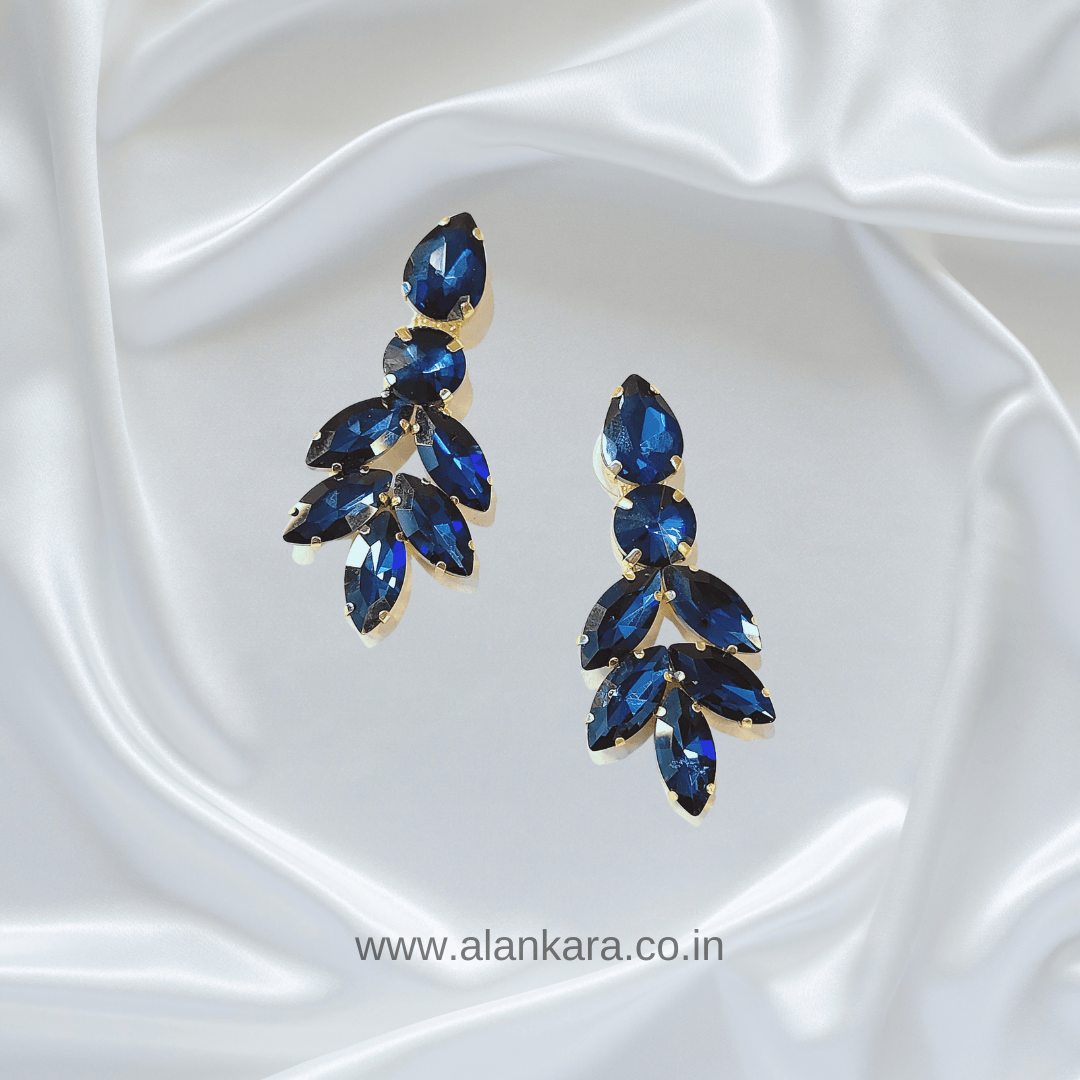 Blue jhumka danglers - Korean stone Earrings Partywear | Alankara