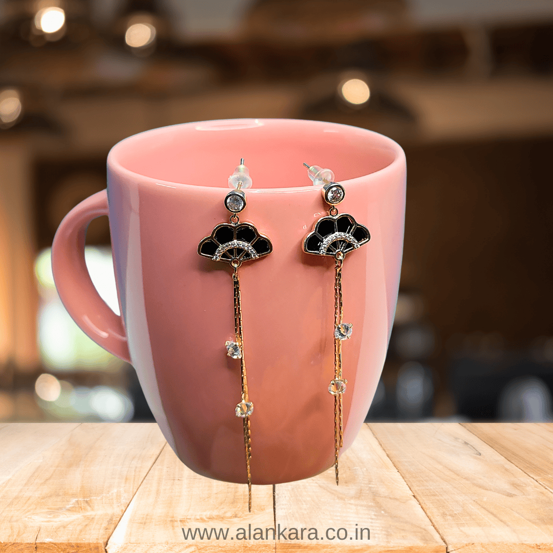 Black color earrings long - women's western earrings | ALANKARA