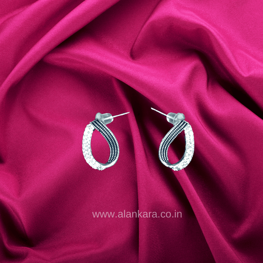 Black White eye cz studs - Stylish western earrings | ALANKARA