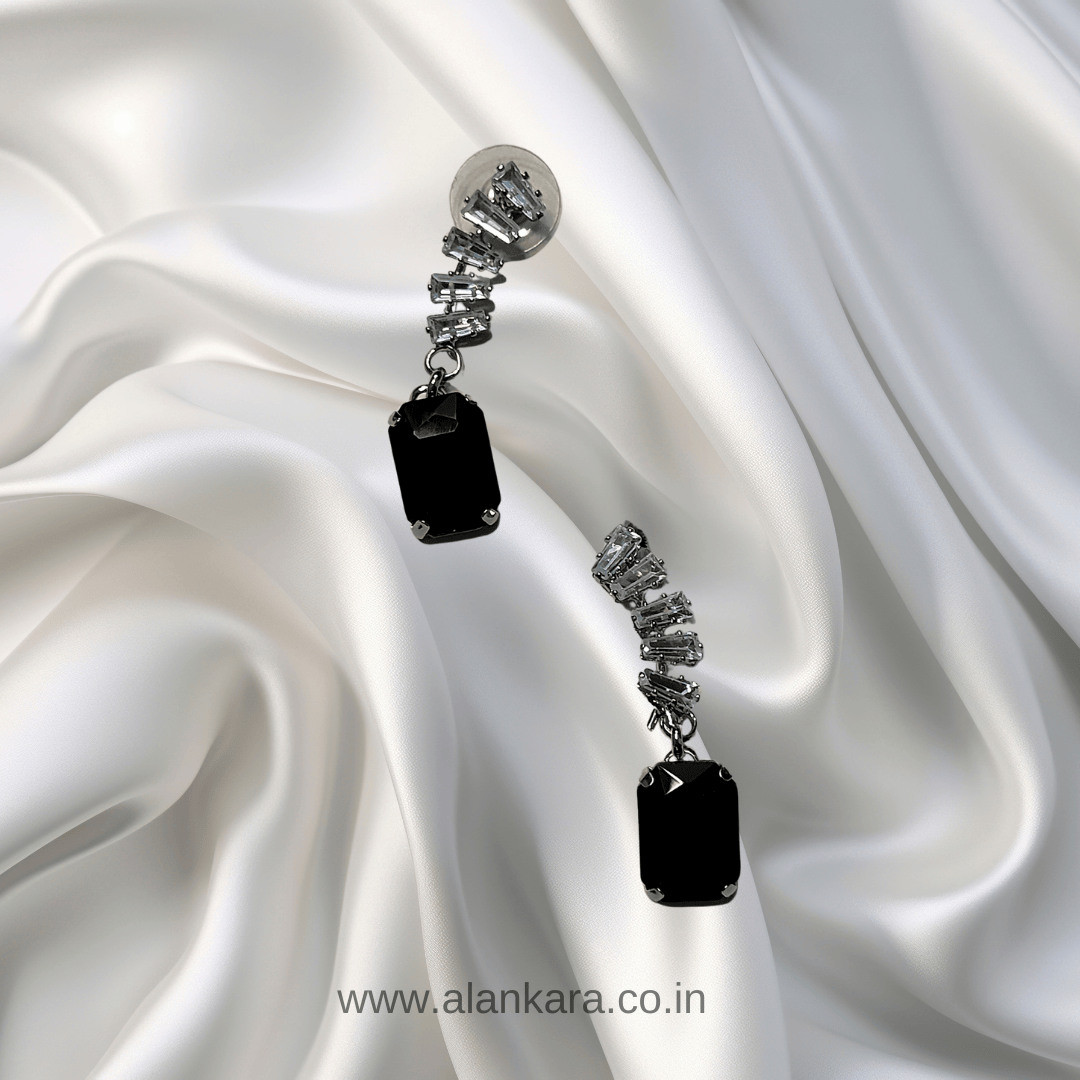 Glass Studs - Black color Earrings Partywear | ALANKARA
