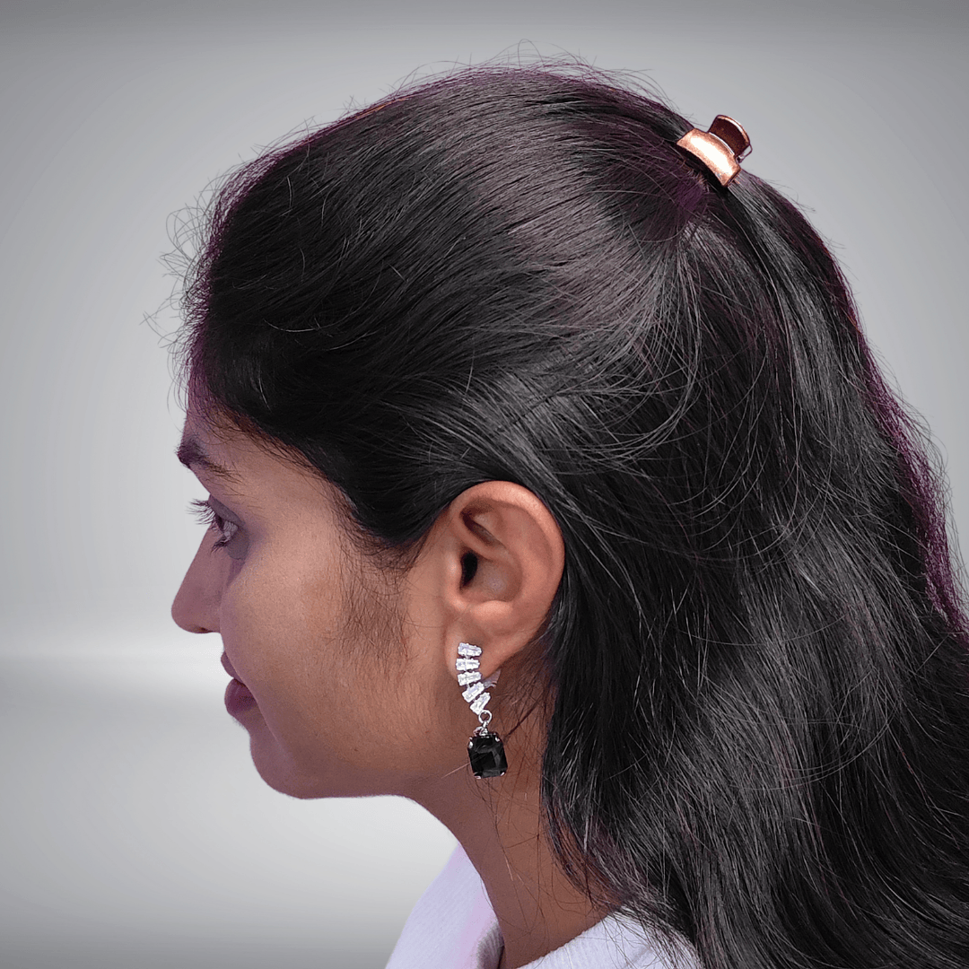 Glass Studs - black color Partywear Earrings for women | ALANKARA