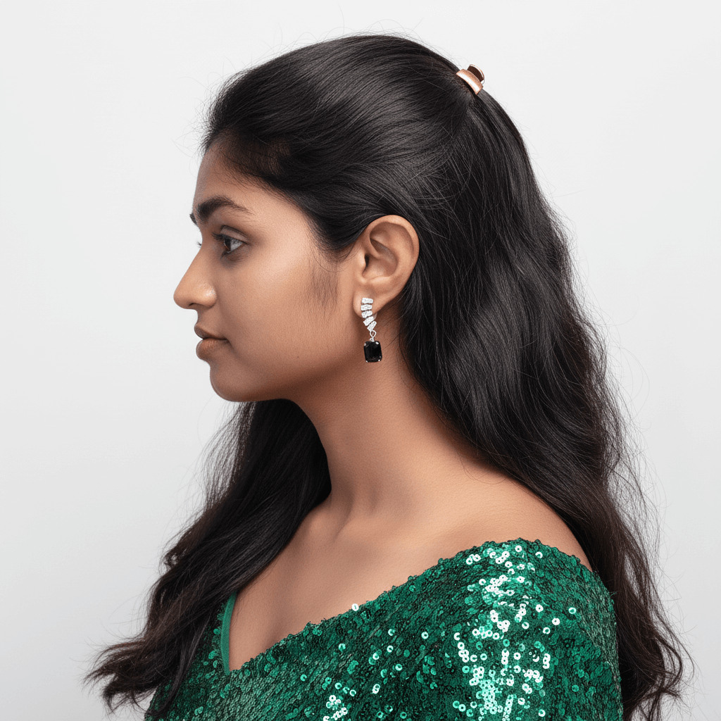 Glass Studs - black color Partywear Earrings for women | Alankara