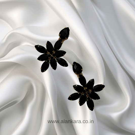 Black color Earrings - Stone earrings for women Partywear | ALANKARA