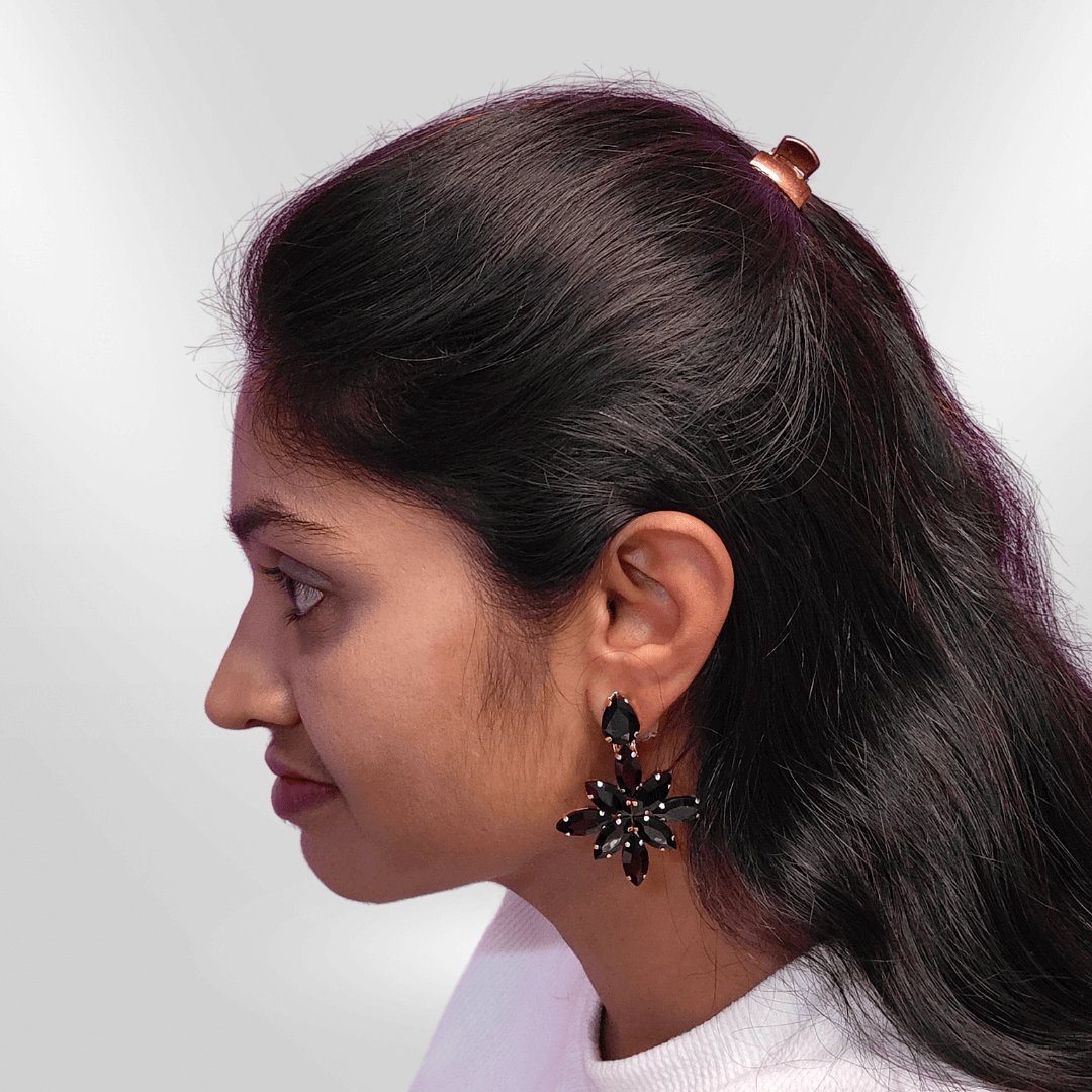 Black color Earrings - Korean glass stone Partywear Earrings | ALANKARA